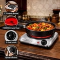 thumbnail image 2 of OVENTE Countertop Infrared Single Burner, 1000W Electric Hot Plate with 7” Ceramic Glass Cooktop, 5 Level Temperature Setting & Easy to Clean Base, Compact Stove for Home Dorm Office, Silver BGI101S, 2 of 7