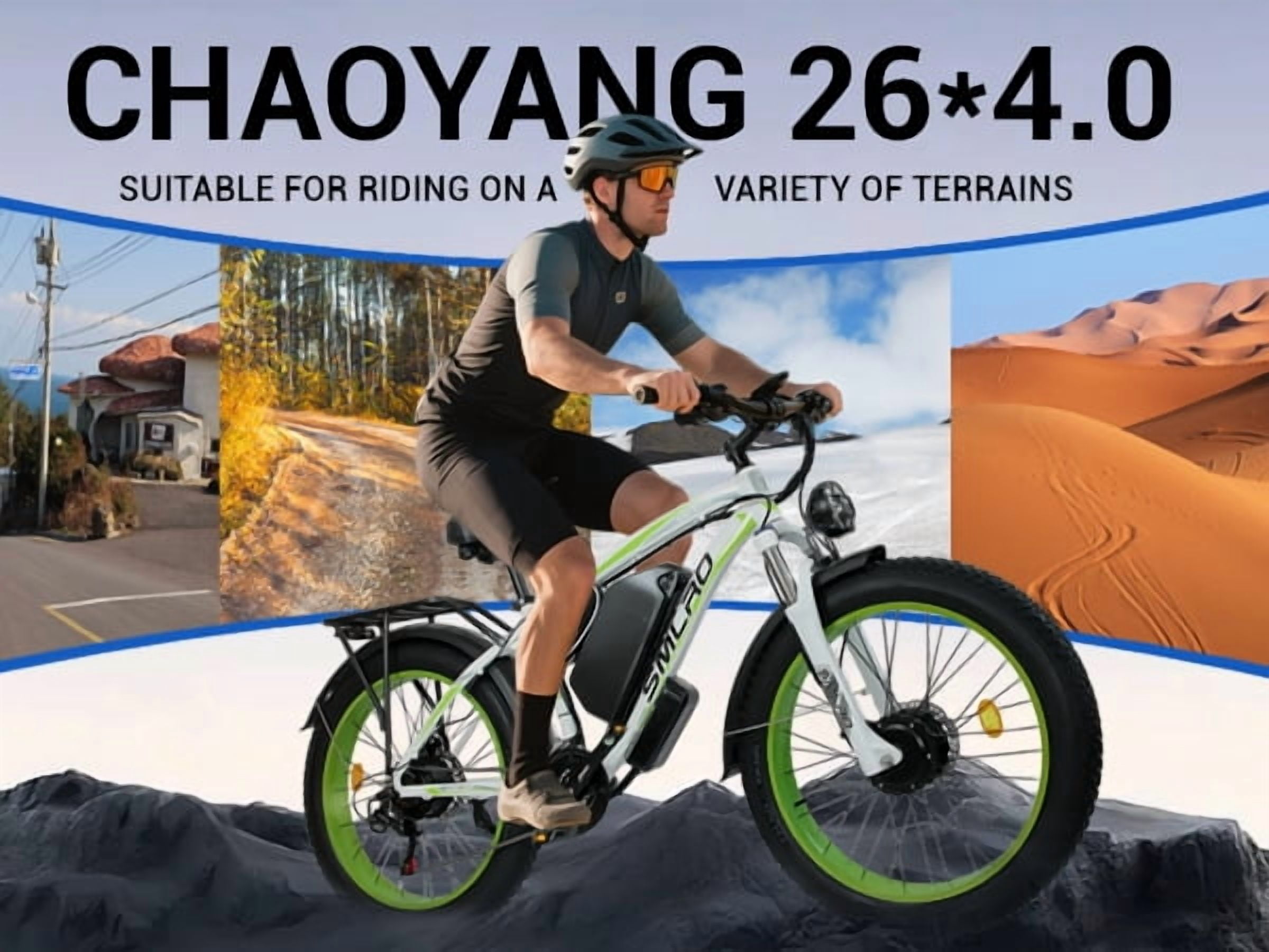 5000W Peak Dual Motor Electric Bike, 52V 30AH AWD 7 Speed 40MPH 26" Fat Tire Electric Mountain SNOW Dirt Bike for Adults