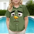 thumbnail image 6 of Piuwrlz Army Green Short Shirts Sleeve Teen Boys Graphic polo Pocket Pullover T Shirts Army Green Size 12 Years, 6 of 9
