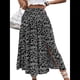 thumbnail image 3 of Faldas Largas Estampadas para Mujer, Cintura Alta, Abertura en Forma de A, Falda Larga Hasta el Suelo. Negro XL, 3 of 10