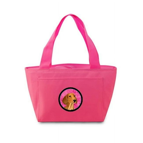 Pink Dachshund Zippered Insulated School Washable And Stylish Lunch Bag Cooler