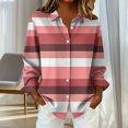 thumbnail image 4 of QQAMB Dressy Gradient Lapel Blouse for Women Plus Size Long Sleeve Button Down Shirts Loose Business Casual Striped Tunic Tops, 4 of 6