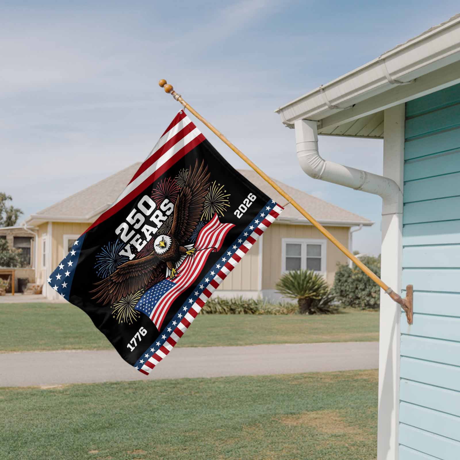 4th of July Flags for Outside 3x5 ft Years Outdoor Flags Double Sided Grommets House Banner Patriotic USA Flag Eagle Fireworks Patio Yard Flag for Outdoor Party Porch Independence Day Decor