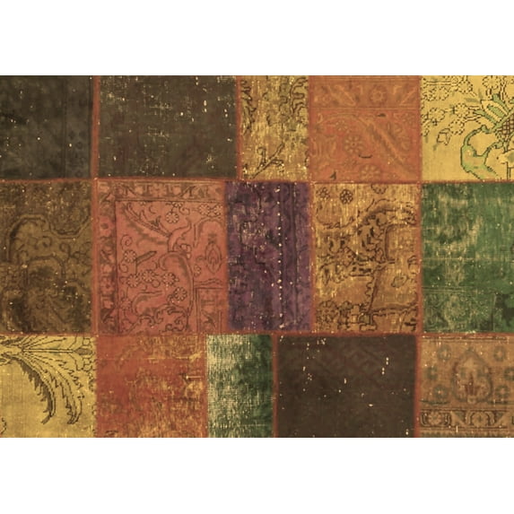 Ahgly Company Indoor Rectangle Patchwork Brown Transitional Area Rugs, 5' x 8'