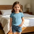 thumbnail image 2 of Bigetiay Summer Girl Cute Short Sleeve Ice Silk Tops Tees Shirts Warm Weather, Size 1-2 Years, 2 of 7