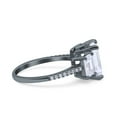 thumbnail image 2 of Black Tone, Simulated Cubic Zirconia Size-10 Three Stone Radiant Cut Wedding Engagement Bridal Ring 925 Sterling Silver, 2 of 7