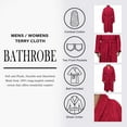 thumbnail image 3 of BNM Terry Cotton Adult Unisex Bathrobe, Medium, Burgundy, 3 of 10