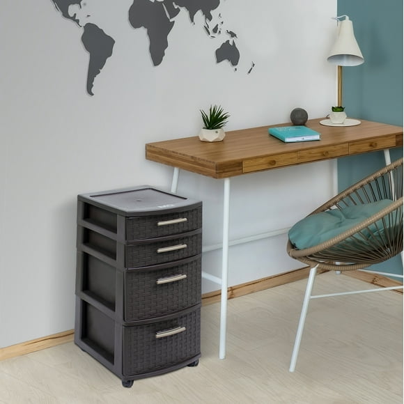 Cajonera MQ Apariencia tipo rattan 4 niveles 453-W