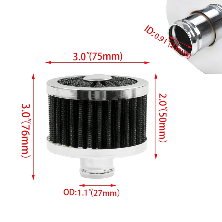 BARTOO Push In Vent Filter For Valve Cover – Black Extra Flow Breather 1 Pack