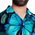 thumbnail image 5 of Flower Butterfly Men's Short Sleeve Hawaiian Shirt, Casual Printed Button Down Beach Tops, Summer Poplin Spread Collar Unisex Button Down Shirts, 5 of 6
