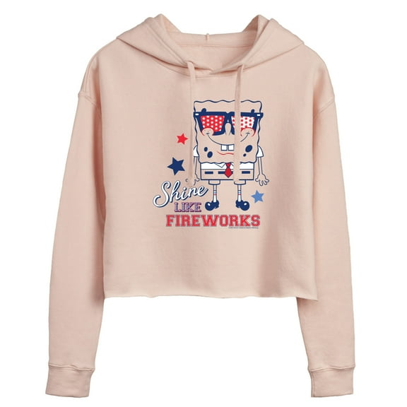 SpongeBob SquarePants - Shine Like Fireworks - Juniors Cropped Pullover Hoodie