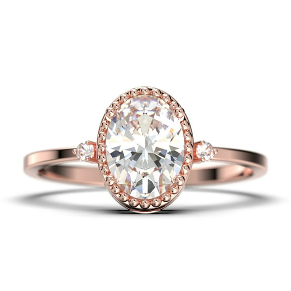 Beautiful Boho And hippie 1.35 Carat Oval Cut Diamond Moissanite Engagement Ring, Wedding Ring in 925 Sterling Silver With 18k Rose Gold Plating Romanic Gift For Her, Promise Ring, Anniversary Ring