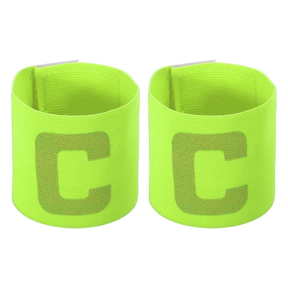 Uxcell 9.4x2.5" Soccer Captain C Armband, 2 Pack Nylon Unisex Elastic Badge Adjustable for Team Training, Bright Green