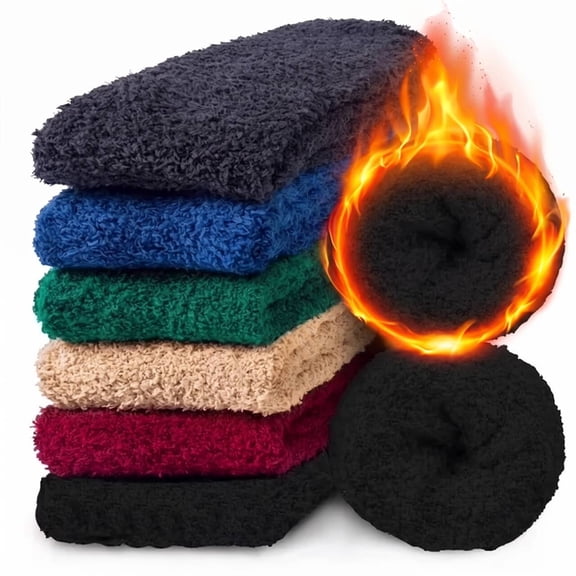 Loritta 6 Pairs Mens Fuzzy Sock Fluffy Warm Winter Cozy Socks for Men Size 6-12