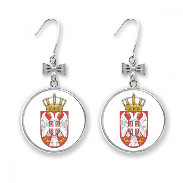 Serbia Europe National Emblème Arc Boucles d'Oreilles Goutte Clou Crochet Percé