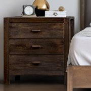 Ktaxon Solid Wood Nightstand with Outlets & USB Ports, 3 Drawer Traditional Cottage Bedside Table, Brown