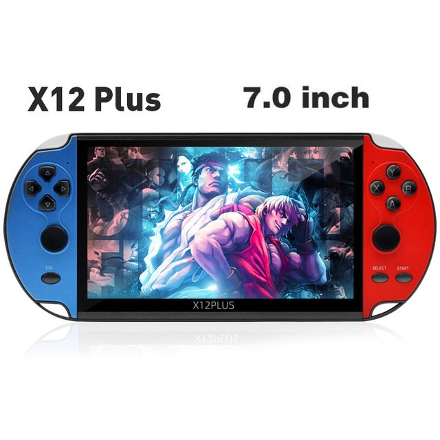 Consola de juegos portátil retro X12 Plus con pantalla HD de 7 pulgadas, más de 3000 juegos gratuitos, arcade retro con joystick dual, rojo y azul