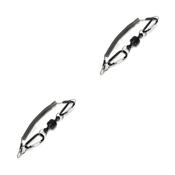 Sonducket Clips de pesca, soporte de red con cordón de bobina, multiusos, portátil, senderismo, escalada, mosquetón, aparejo, llavero, hebilla Negro 2Conjunto