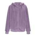 thumbnail image 6 of Womens Fleece Jacket Fall Winter Oversized Lightweight Zip Up Hooded Fuzzy Casual Coats With Pockets Outerwear, 6 of 7