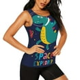 thumbnail image 2 of Vsdgher Dinosau Space Explorer Print Tank Top Sports Vest Bra for Women Sports ,Performance Stretchy Quick Dry Sports Workout Running Top Vest with Removable Pads, 2 of 8