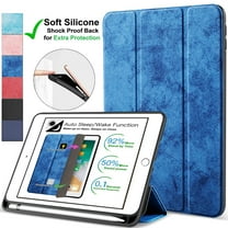 iPad PRO 11 Inch 1st [ PRO 11 2018 1 Gen ] A1980 A1934 A2013 A1979 MTXN2LL/A MTXP2LL/A MTXR2LL/A Smart Magnetic Trifold Pencil Holder Soft Silicone TPU Back Cover - Blue