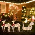 thumbnail image 6 of Set of 3 Lighted Christmas 2D Reindeers Outdoor Decorations, 23 Inch Pre-Lit Light Up Xmas Rudolph & Santa Sleigh with Lights, Festive Holiday Front Door Garden Patio Yard Lawn Display, 6 of 7