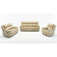 thumbnail image 6 of Manual Reclining Loveseat Sofa Set With Pull Tab Mechanism, Cream Two-Person Recliner For Living Room Comfort And Relaxation, 6 of 9