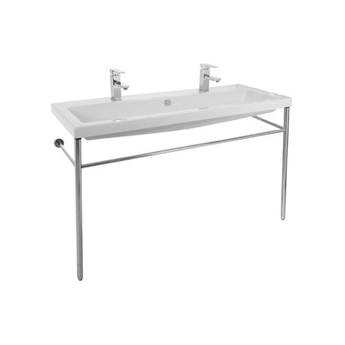 Nameeks Tecla CAN05011B-CON-Six Hole Tecla 47-1/4" Ceramic Double Basin Bathroom Sink For