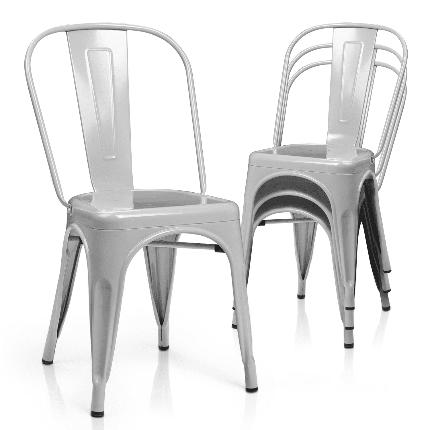 Magshion Stackable Metal Dining Chairs Set of 4, with High Backrest, for Indoor Outdoor