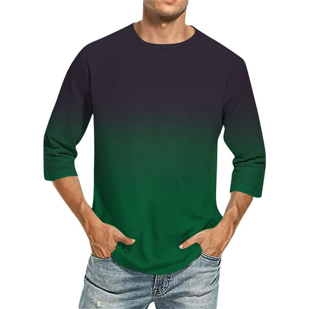 Camisas de Manga Larga para Hombres Imprimir Casual Cuello Redondo Blusa de Manga Corta, Camisas de Lino para Hombres