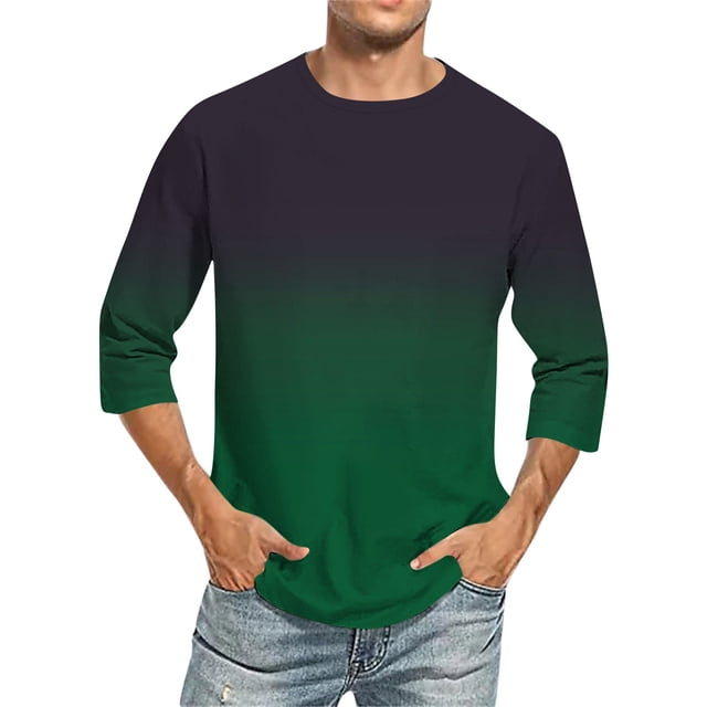 Camisas de Manga Larga para Hombres Imprimir Casual Cuello Redondo Blusa de Manga Corta, Camisas de Lino para Hombres