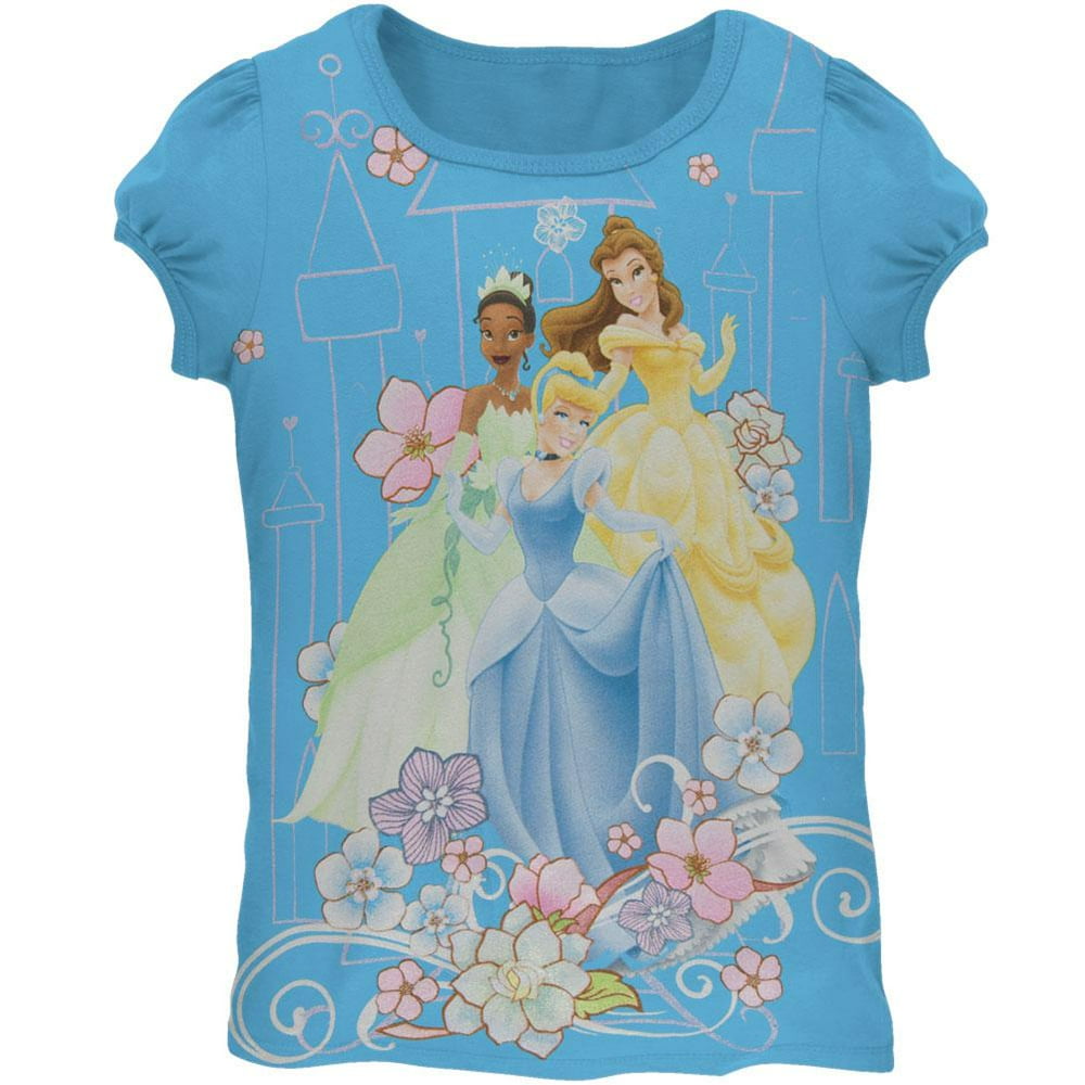 Disney Princess Princesses Floral Castle Girls Juvy TShirt