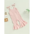 thumbnail image 3 of Bagilaanoe Toddler Baby Girl Summer Jumpsuit Sleeveless Ribbed Romper Overalls 12M 18M 24M 3T 4T 5T Kids Long Flare Pants Casual Outfits, 3 of 8