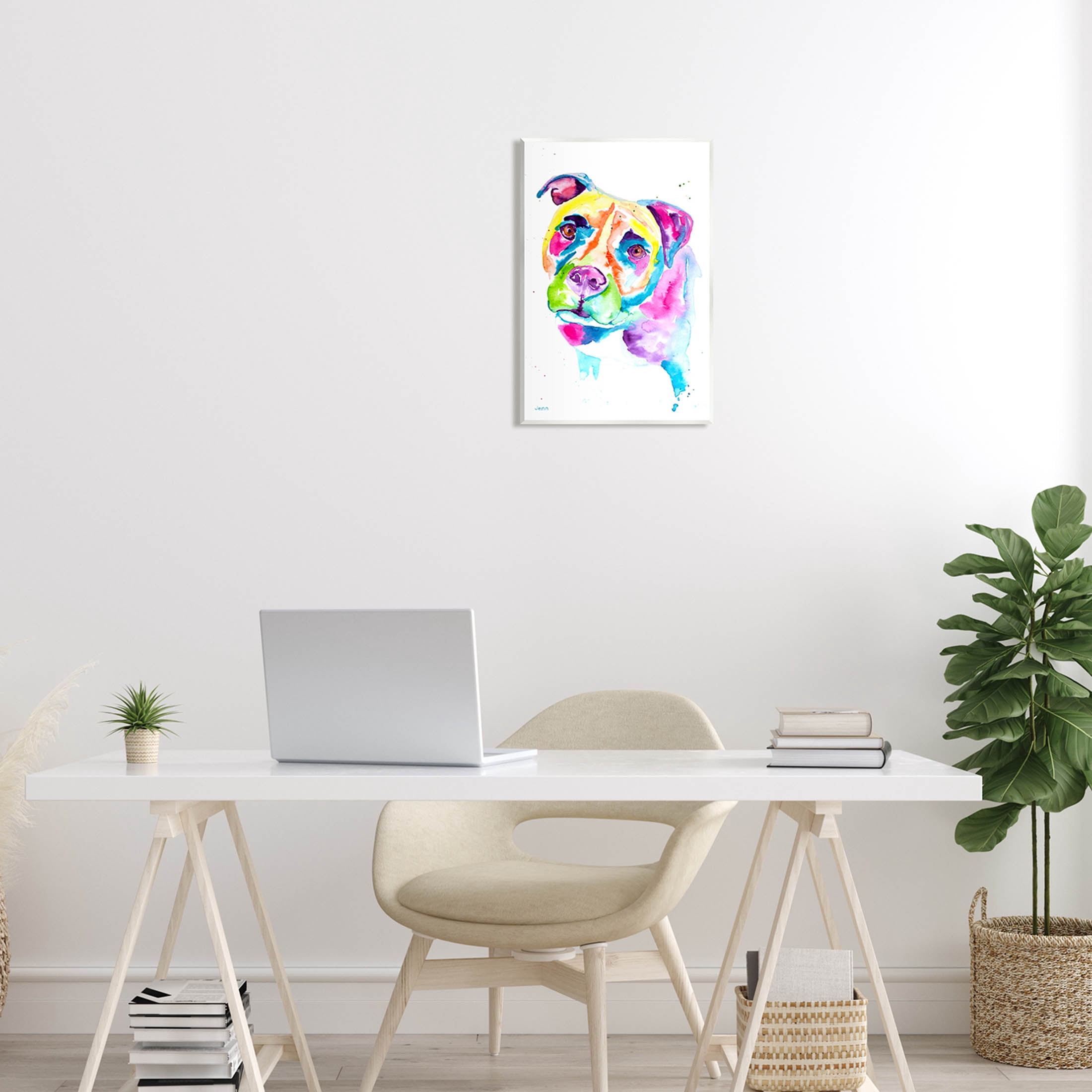 Pit Bull Casual Watercolor Style Animals & Insects Graphic Art Unframed Art Print Wall Art