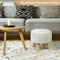 thumbnail image 7 of Small Round Ottoman with Storage, Ottoman Foot Rest in Teddy Velvet, Footstool with Wood Legs and Soft Sponge, for Living Room, Bedroom, Couch, Enterway (Cream), 7 of 7