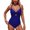 Blue, variant on Women's One Piece Swimsuits Tummy Control Cutout High Waisted Bathing Suit Wrap Tie Back Swimwear