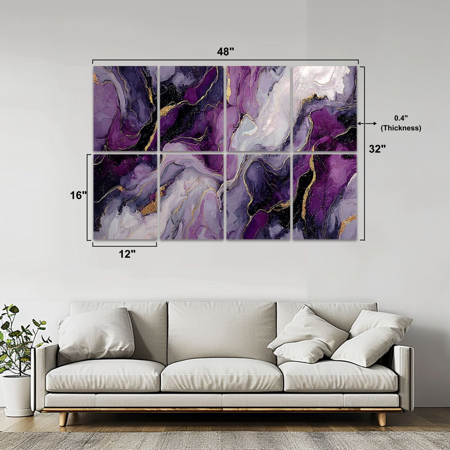 Marble 8 Pack Art Acoustic Panels Sound Absorbing amethyst color marble texture purple marble Decorative Soundproof Wall Panels Self Adhesive for Nursery Game Room Bedroom 48"x32"