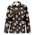 thumbnail image 4 of Brown Womens Blouses Women's Long Sleeved Printed Button Down Shirt Ladies Tops and Blouses, 4 of 5