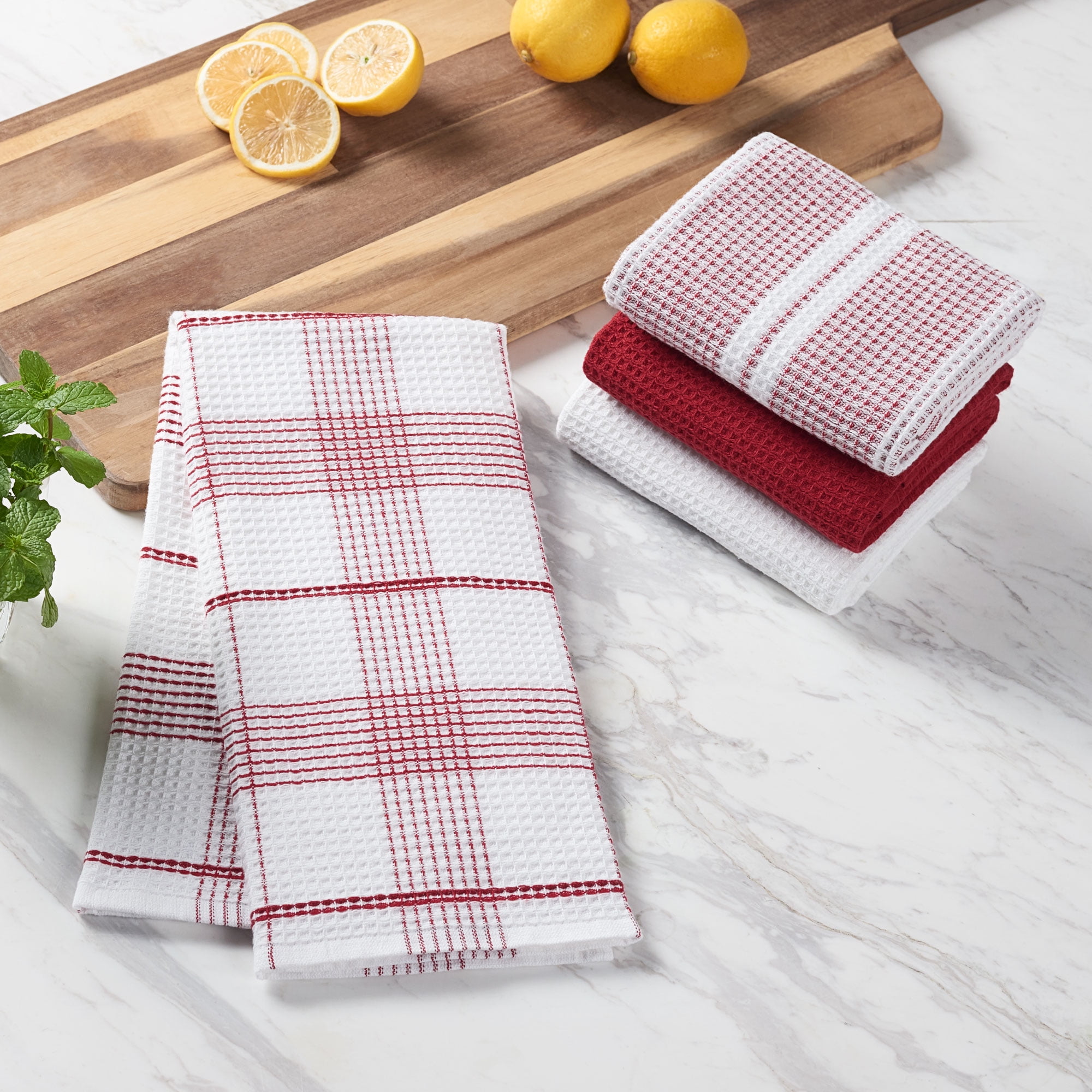 Excellent Deals Kitchen Towels [ 5 Pack, 16 x 22 ] - Multi Color  Lightweight Waffle Dish Towels, Dish Cloth, Tea Towels, Cleaning Towels and  Cotton
