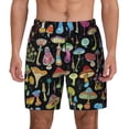 thumbnail image 2 of Goofa Bright Mushrooms Printed Men's Swim Trunks Board Shorts Quick Dry Mens Swimming Trunks with Compression Liner,Breathable Fit Hawaii Beach Shorts-, 2 of 9