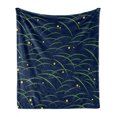 thumbnail image 1 of Japanese Soft Flannel Fleece Throw Blanket, Tsuyushiba Japanese Traditional Pattern Culture Folk Boho, Cozy Plush for Indoor and Outdoor Use, 60" x 80", Navy Blue Lime Green, by Ambesonne, 1 of 6