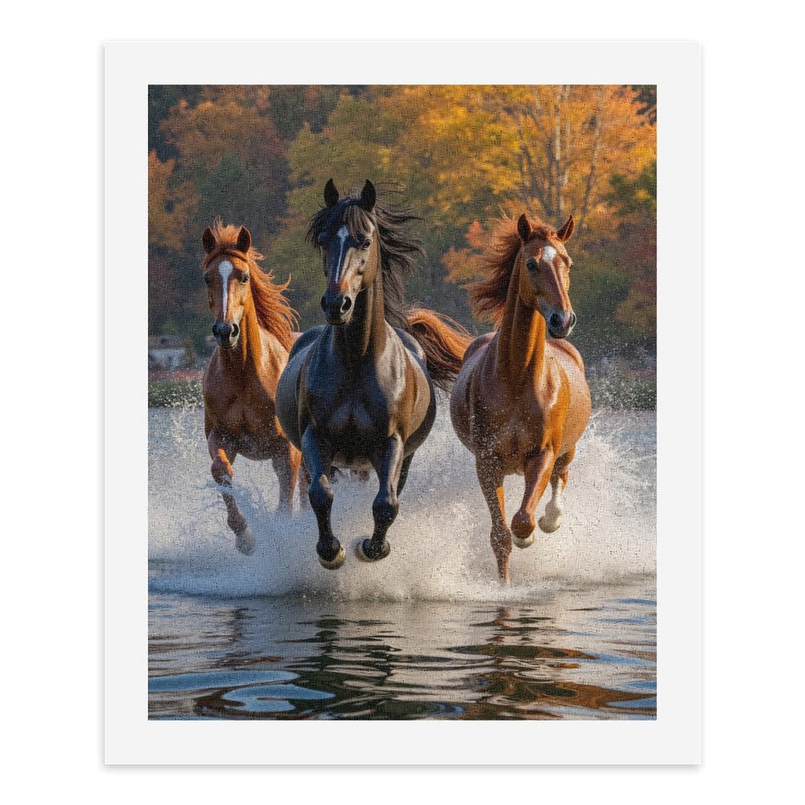 Paint by Numbers Kit for Adults, Horses Galloping Water Autumn Scene Paint by Numbers, Easy Paint by Numbers Kit for Adults Beginner, DIY Adult Paint by Number Kits on Canvas, Home Decor