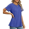 thumbnail image 3 of Women Short Sleeve Shirts Casual Dressy Summer Tops with Pleats, 3 of 5