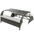 thumbnail image 4 of Euroco 2-in-1 Convertible Picnic Upholstered Bench Table,57.1" Outdoor Loveseat,Portable Picnic Table Couch,Convertible To 4 Seats&1 Table,For Garden,Lawn,Backyard,Porch,Patio, 4 of 8