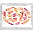 thumbnail image 1 of Animal Tapestry, Watercolor Style Effect Hand Drawn Feathers on White Background Print, Wall Hanging for Bedroom Living Room Dorm Decor, 60W X 40L Inches, Orange and Dark Coral, by Ambesonne, 1 of 2