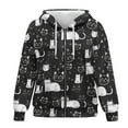 thumbnail image 4 of Renewold Cute Cat Black White Womens Full Zip Hoodies Oversized Sweatshirts Loose Fit Long Sleeve Hooded Jacket Streetwear Outwear Hooded Sweatshirt Preppy Outfits for Leggings, S, 4 of 7