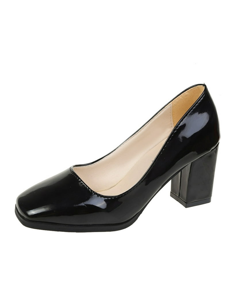 Ritualay Women's Comfortable Elegant Black Closed Toe Heels, Wide