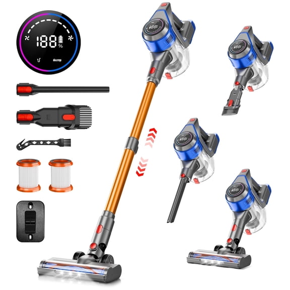 Yoomi Cordless Vacuum Cleaner - Rechargeable, 45KPA 45Mins Lightweight Stick Vacuum for Home Carpet Hardwood Pet Hair, Blue