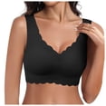 thumbnail image 2 of HNMKIU Womens Oversize Solid Color Wavy Edge Bralette Sports Bra Comfortable Lightweight Wireless Seamless Workout Top for Ladies Z8123-Black,XXXL, 2 of 3