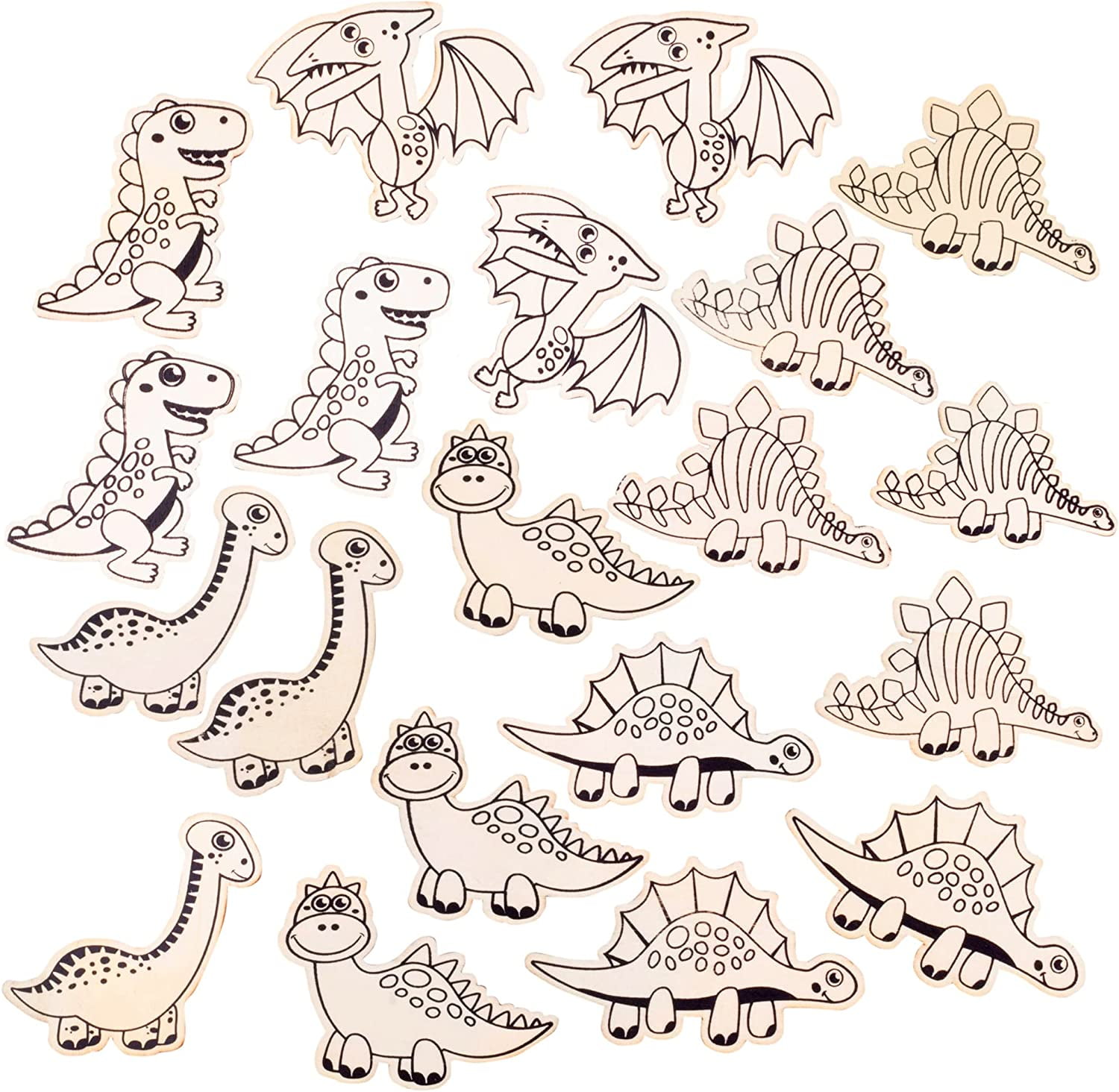 Dinosaur Wood Painting Kits (24 Count)- Goodie Bag Party Favors for Kids Birthday Party & School Classroom Prizes-Each Craft Activity Comes w Brush & Paints- Gifts for Boys & Girls